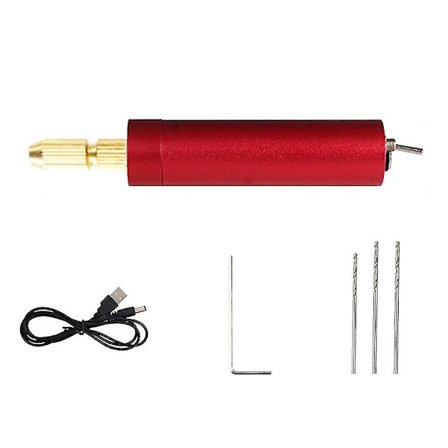 Mikro Elektrisk Borr Set För Harts Elektrisk Handtag Diy Röd