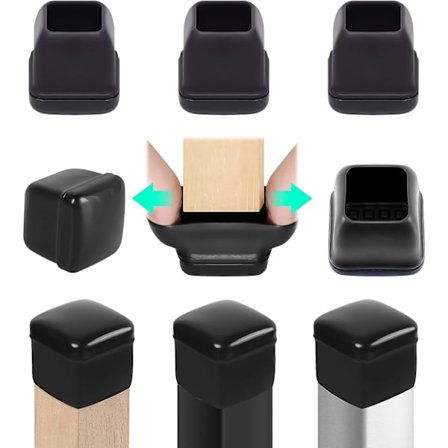 19-25mm Tuolinjalkojen Suojat Matolle Tuolinjalkojen Liukuesteet, 24 Kpl Silikoni 1 Tuuman Suojat Tuolinjalkoihin Pöydänjalkoihin Mykät 