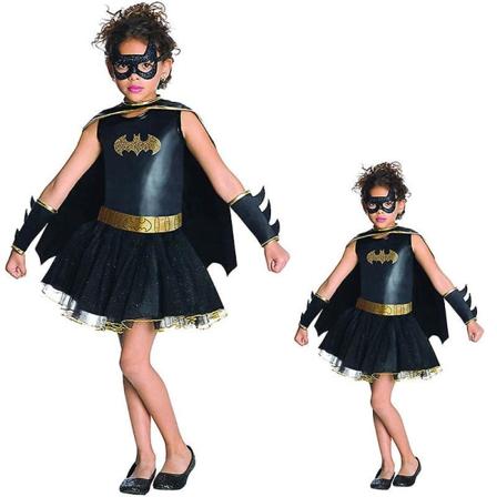 2023 Little Black Girl Cosplay Klær Flaggermus Barn Fantasy Fancy Dress For Barn Karneval Fest Halloween Kostyme Nyttårsgave 125-140cm