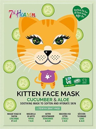 7th Heaven Maschera Viso Tessuto Stampa Gattino Adulti /Bambini 8