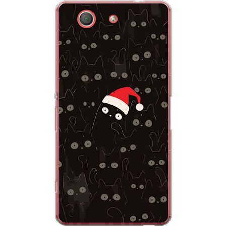 Yhteensopiva Puhelinkuori Sony Sony Xperia Z3 Compact Tumma kissojen kuviota kissa pukilla jouluiltaiset kuvaus täydellinen talvimatkoihin ja tyylikk