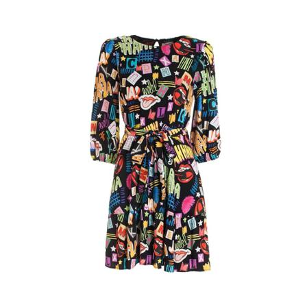 Fracomina Short Dress with Letter Print , Zwart , Dames , Maat: M Casual jurken