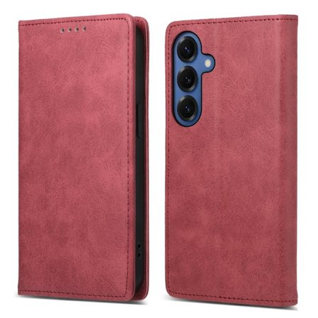 Samsung Galaxy S26+ Plånboksfodral RFID Skydd Konstläder - Röd