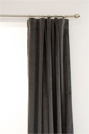 Hasta - Flott gardinlengde i fløyel - Grå - Leggbåndslengder - 250 - Fra Homeroom
