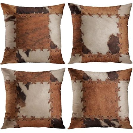 Pudebetræk, Retro Brun Rustik Kohud Tryk Hjemmeindretning 4 Stk Pudebetræk, 18 X 18 Tommer Sofa Pude Sofa Pudebetræk Dekorative