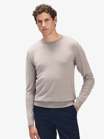John Henric Men's Beige Trui Merino Size XXL