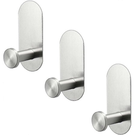 3-pak Kraftige Selvklæbende Håndklæde-/Badekåbekroge, Vandtæt Brusekrog i Rustfrit Stål, Ingen Boring Nødvendig, Selvklæbende Vægknager til Frakker/