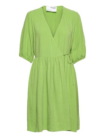 Slframi 2/4 Short Wrap Dress B Green Selected