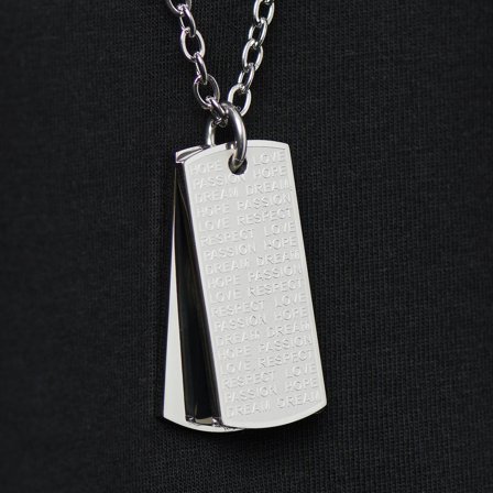 Collana con piastrina color argento per uomini - Collane in acciaio