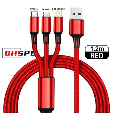 1 i USB-kabel Micro USB Type C Laddningskabel Multi USB-port Snabb laddningssladd för iPhone 11 12 13 Pro Max Xiaomi Samsung(YJD){hw}