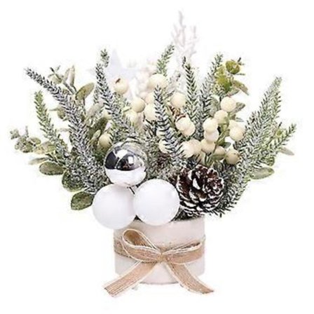 Tilaa säästävä joulukuusenkoriste, jouluinen joulukuusi koristeellisilla kävyillä, marjoilla ja tukevalla jalustalla