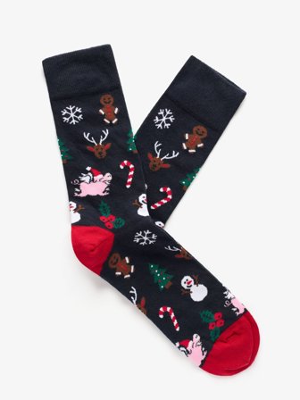 John Henric Men's Marineblaue Weihnachtssocken Size Onesize