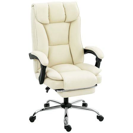 Ergonomisk kontorsstol med fotstöd, konstläder, beige/svart