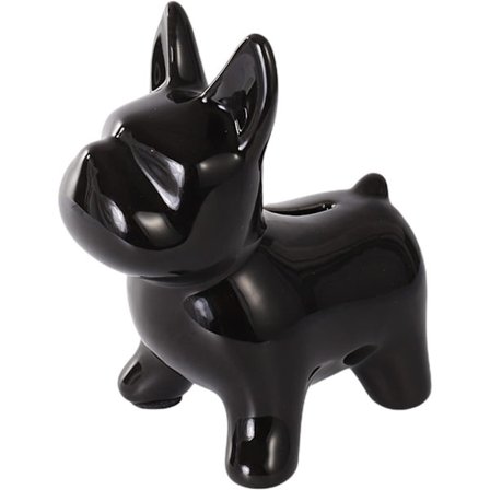 Spargris, Keramisk Bulldog Myntburk i Resin, Svart