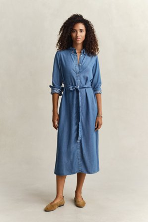 GANT Damen Chambray Hemdblusenkleid (42) Hellblau