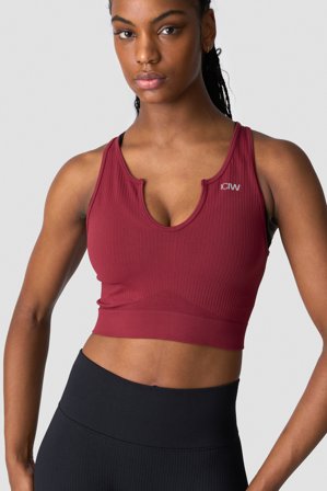 ICANIWILL - Ribbed Define Seamless Tank Top Burgundy - Dame - ICIW