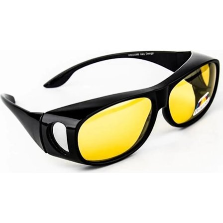 2-pak natkikkertbriller til bilister, tonede polariserede linser (sort/gul).