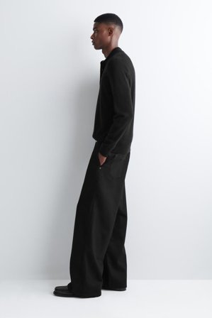 COS Men's Pantaloni In Denim A Gamba Larga in Nero