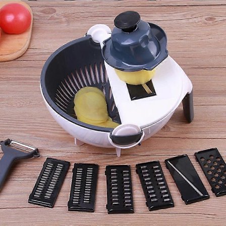 Viipalointikone vihannesten leikkaamiseen, manuaalinen viipalointikone, monikäyttöinen pilkkoja, 9 in 1 viipalointikone, peruna-, porkkana-, 