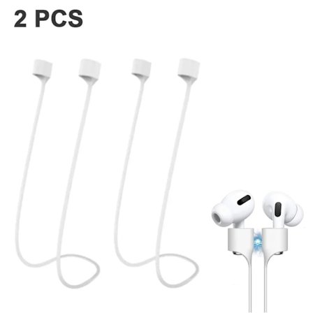 2 par Airpods-rem kompatibel med AirPods, rem för AirPods gjord av mjuk silikon - perfekt för att hänga hörlurarna runt halsen (vit)