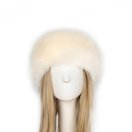 Kvinnors fluffiga fuskpäls pannband mössa tjock öra vinter varm snö skidmössa, beige