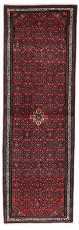 Hosseinabad 96X292 Hallmatta Svart/Mörkröd Ull, Persien