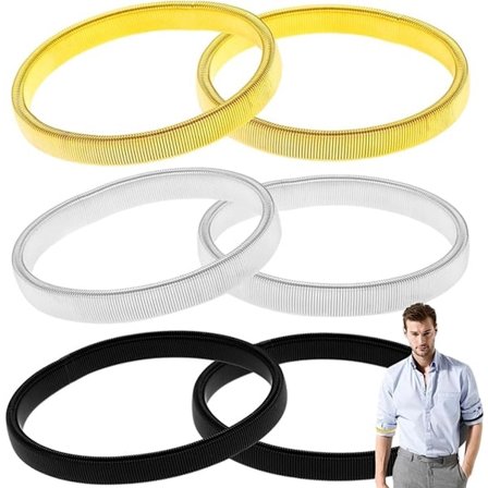 Ærmeholder - 6 stk. - Ærmeholder - Ærmeholdere Kvinder og Mænd - Klassisk - Elastisk - Kvinder Mænd - Ærmeholdere - Elastiske Metalarmbånd