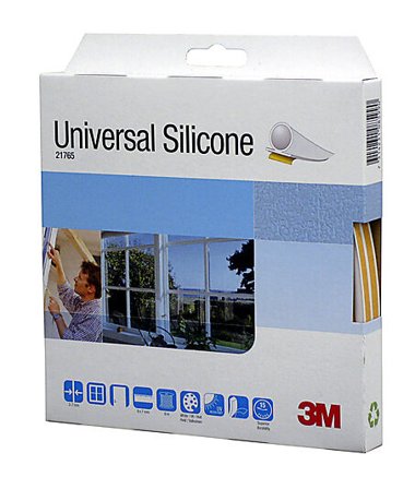 3M Tetningslist O-profil silikon hvit 6m festeflik 9x7mm