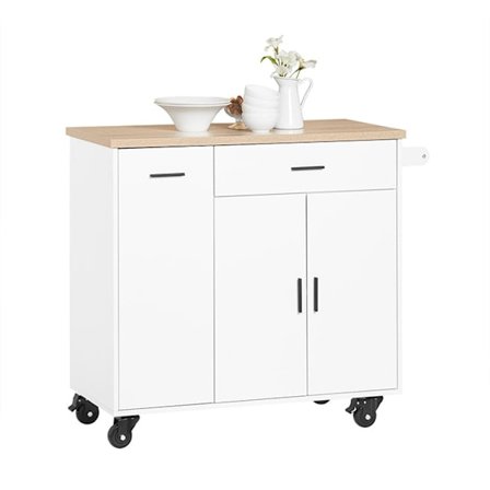 Rootz Kitchen Cart - Rolling Kitchen Island - Mobile Storage Trolley - Justerbar hylla - 105x92x46cm