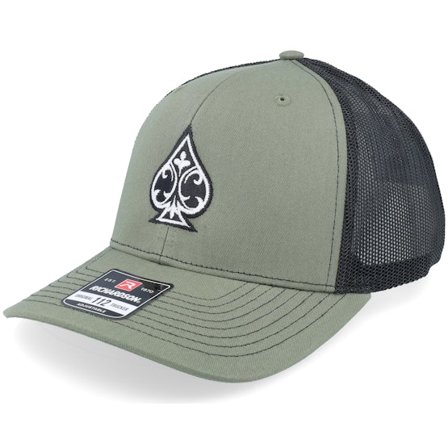 Iconic - Grønn trucker Caps - Ace Of Spades 112 Split Loden/Black Trucker @ Hatstore