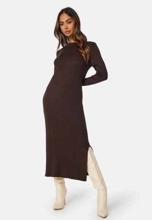 SELECTED FEMME Eloise LS Knit Dress Java Detail: Lurex Klær