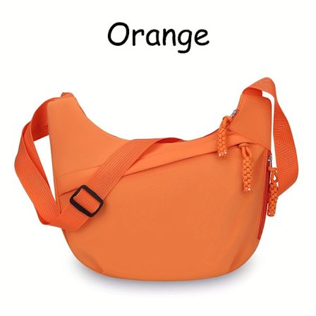 Slidstærk nylon crossbody taske til kvinder, tyverisikret med flere rum (plads til iPad), 12,7 cm - Farver (Sort/Hvid/Orange/Pink/Blå), [DB]