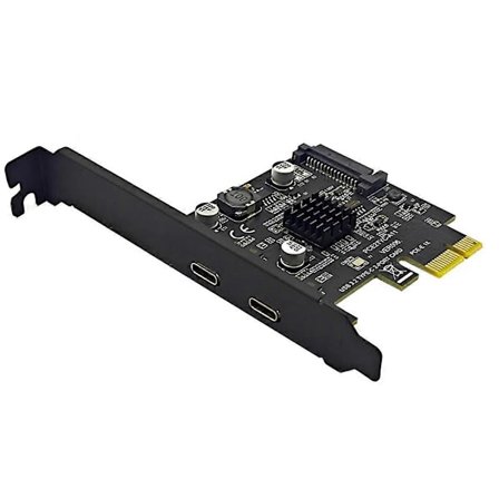 2-portinen PCIE-kortti PCI Express 3.0 X1 - Dual USB-laajennuskortti SATA-virralla USB3.2 Gen2 10 Gbps ASM3142-siru pöytätietokoneille