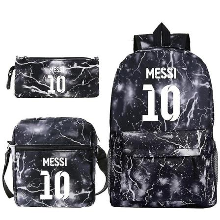 Lel Messi Rygsæk Omkring Lel Messi Studentetaske Skuldertaske Penalhus Sæt af . Lightning gray pattern 2 three piece suit