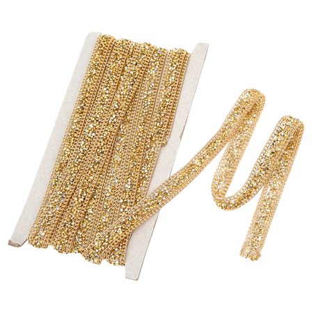 Rhinestonebånd 1,5 cm bredt, gullfarget, selvklebende, 5 yards, DIY-håndverk, bånd til sy, bryllup, festdekorasjon