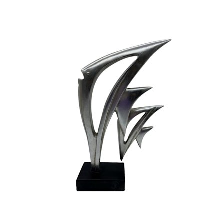 Hopeinen polyresiinikalakoriste, 23x8x24cm