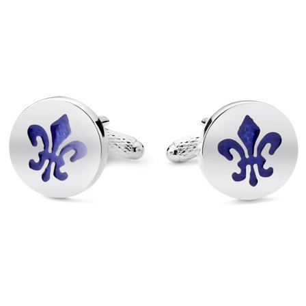 Novelle | Silver-tone and Blue Fleur-de-lis Cufflinks for Men