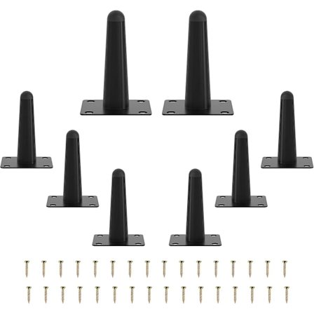 8 stk. 30 cm Bordben, lige koniske metalmøbelben sorte mid-century stil stolefødder erstatningsben til sofa skab sofabord stol