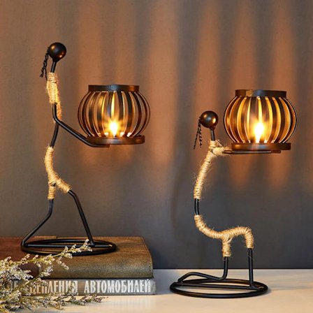 Creative Candle Holder Home Decor Desktop Ornament Living Room Character Figurines Art Craft Metal Candlesticks For Bar Party