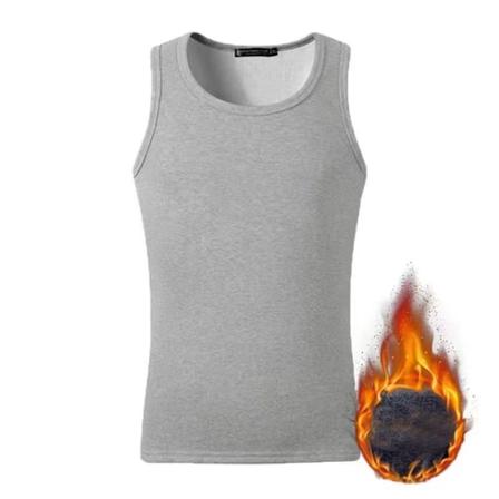 Män's Fleecefodrad Tank Top Väst Underkläder Varma Termiska Baslager Undershirt Thermo Kläder Pyjamas Andningsbar Bas T-Shirt Light gray XXL