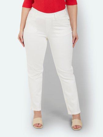 CISO - Sofia 7/8 Bukser - Hvid - Curvy Slim Fit / Lige Ben / Elastik i Taljen
