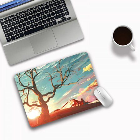 Ultra tunn medium gaming musmatta (250*300*2mm yta, slitstark polykarbonatyta, silikon+tyg landskap) Blå