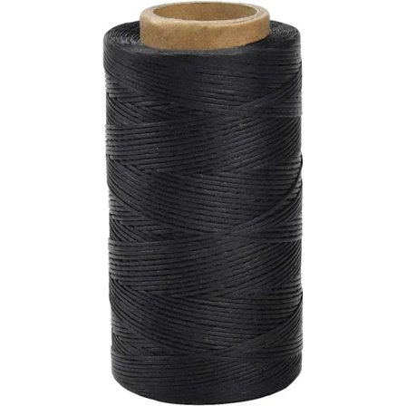 Hett erbjudande till lågt pris! Lädertråd för sömnad 150D 1 mm Vaxad Virkning (Svart) - Glad