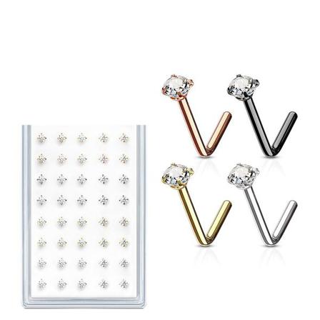 Pack Med 4 L- Näspiercing I 316lstål Med 3 Mm Rund Cz