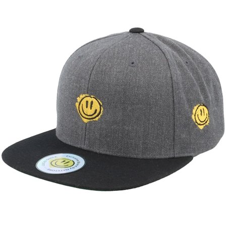 Lucid Smile - Šedá snapback Kšiltovka - Trippy Smiley Charcoal/Black Snapback @ Hatstore