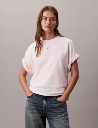 Calvin Klein Jeans Ss Woven Label Oversized Tee - White - XS