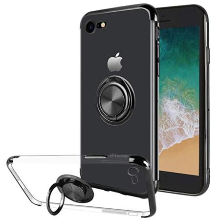 Elegant silikonbeskyttelsesdeksel Ringholder - iPhone 8 Svart