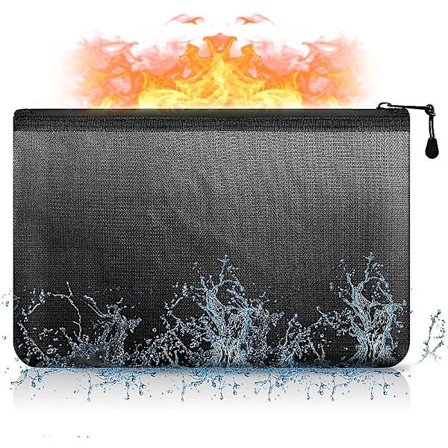 Brannsikker Dokumentmappe med Glidelås 34 * 24cm | Vanntett A4-mappe | Opp