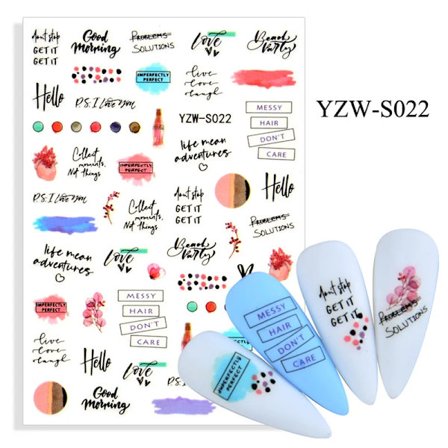 Nye 21 stiler forskjellige mønstre negleklistremerker enkelt ansiktsdesign blomsterblad geometrisk manikyr skyveknapp vann dekorativt klistremerke