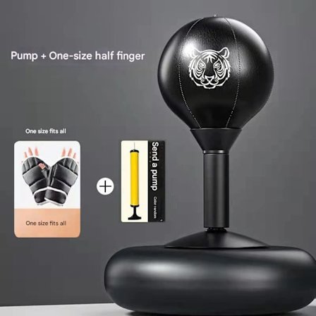 Boksehastighedsbold til skrivebord med sugekop, stressbold til børn og voksne, træningsbold til reaktionsmål, træningsudstyr sort